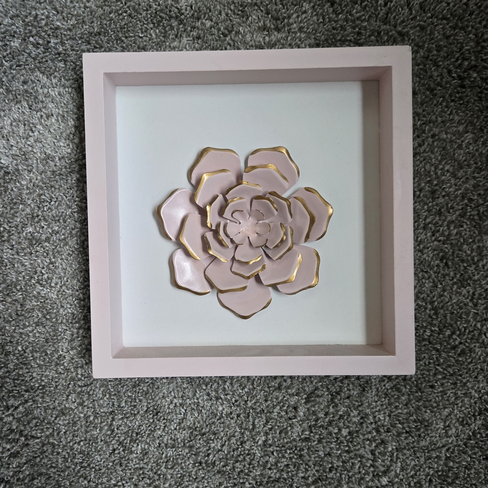Pink and Gold Floral Wall Art 3D